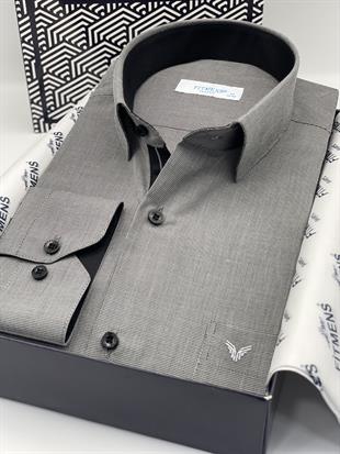 Klasik Uzun Kol Filafil Pitikareli Swift Hediye Kutulu Erkek Gömlek FS-001263 - Siyah Beyaz