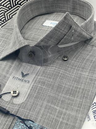 Klasik Uzun Kol Keten Yaka Alttan Düğmeli Hediye Kutulu Erkek Gömlek FS-003686 - Siyah