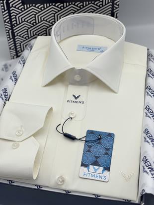 Klasik Uzun Kol Gold Saten Cepsiz Hediye Kutulu Erkek Gömlek FS-003308 - Krem