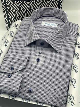 Klasik Uzun Kol Kare Armür Desenli Hediye Kutulu Erkek Gömlek FS-002151 - Mor