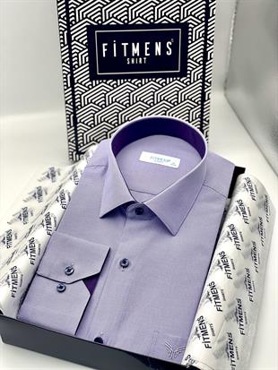 Klasik Uzun Kol Filafil Pitikareli Swift Hediye Kutulu Erkek Gömlek FS-001263 - Lila