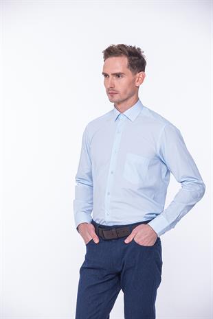Klasik Uzun Kol Terry Cotton Hediye Kutulu Erkek Gömlek FS-001367 - Açık Mavi