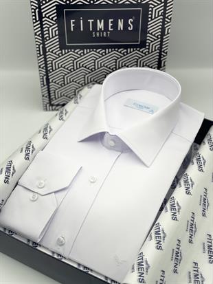 Klasik Uzun Kol Gold Saten Cepsiz Hediye Kutulu Erkek Gömlek FS-003308 - Beyaz