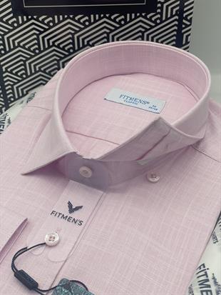 Klasik Uzun Kol Keten Yaka Alttan Düğmeli Hediye Kutulu Erkek Gömlek FS-003686 - Pembe
