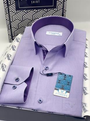 Klasik Uzun Kol Filafil Pitikareli Swift Hediye Kutulu Erkek Gömlek FS-001263 - Lila
