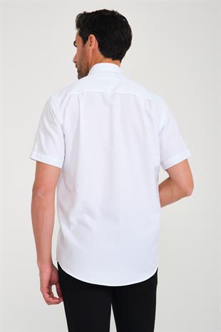 Klasik Kısa Kol Oxford Hediye Kutulu Erkek Gömlek FS-001200 - Beyaz