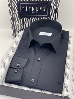 Slim Fit Uzun Kol Saten Hediye Kutulu Kolay Ütülenebilir Erkek Gömlek FS-002968 - Lacivert