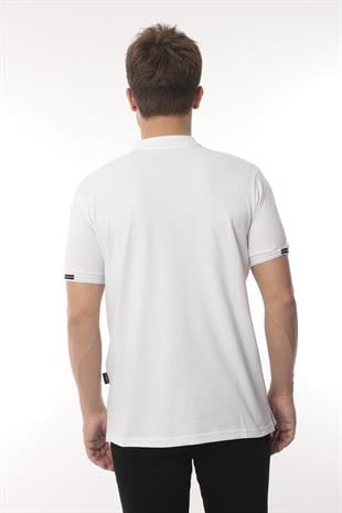 Pamuklu Kumaş Slim Fit Dar Kesim Kıvrılmaz Polo Yaka Tişört FS-003012 - Beyaz