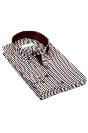 Klasik Uzun Kol King Kareli Hediye Kutulu Erkek Gömlek FS-001258 - Kahverengi