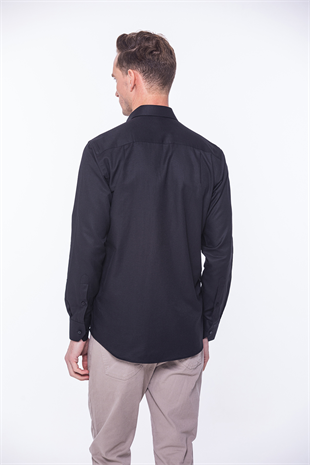 Klasik Uzun Kol Oxford Hediye Kutulu Kolay Ütülenebilir Erkek Gömlek FS-001254 - Siyah