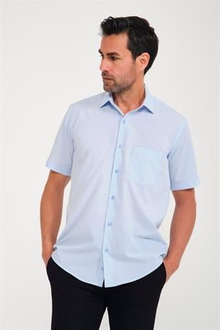 Klasik Kısa Kol Terry Cotton Hediye Kutulu Erkek Gömlek FS-000763 - Ö821 Mavi
