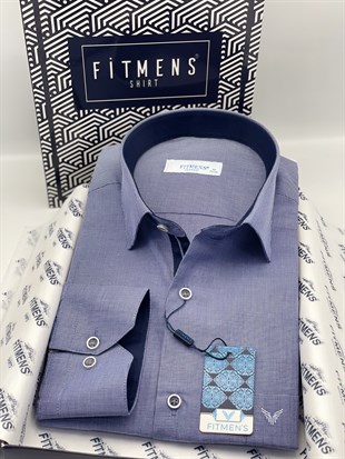Klasik Uzun Kol Filafil Pitikareli Swift Hediye Kutulu Erkek Gömlek FS-001263 - İndigo