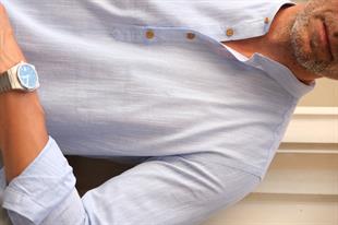 Slim Fit Uzun Kol Hakim Yaka Yarım Patlı Hediye Kutulu Erkek Gömlek FS-003687 - Mavi