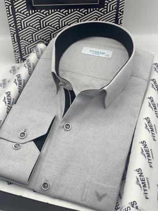 Klasik Uzun Kol Keten Cotton Hediye Kutulu Erkek Gömlek FS-001261 - Açık Gri