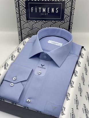 Klasik Uzun Kol Oxford Hediye Kutulu Kolay Ütülenebilir Erkek Gömlek FS-001254 - Mavi