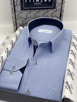 Klasik Uzun Kol Filafil Pitikareli Swift Hediye Kutulu Erkek Gömlek FS-001263 - Mavi