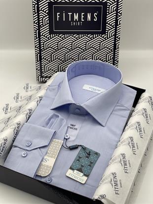 Klasik Uzun Kol İthal Filafil Erkek Hediye Kutulu Gömlek FS-003174 - Açık Mavi