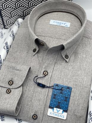 Klasik Uzun Kol Yaka Düğmeli Cepsiz Hediye Kutulu Erkek Gömlek FS-004209 - Kahverengi