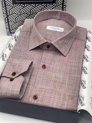 Klasik Uzun Kol Keten Yaka Alttan Düğmeli Hediye Kutulu Erkek Gömlek FS-003686 - Koyu Bordo