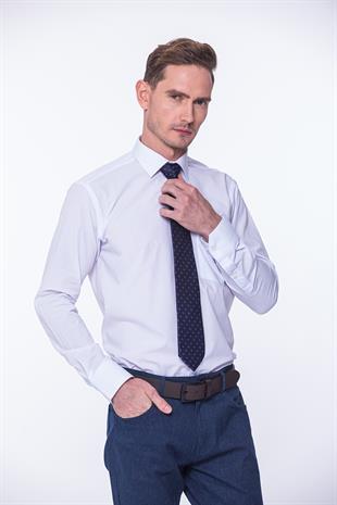 Klasik Uzun Kol Terry Cotton Hediye Kutulu Erkek Gömlek FS-001367 - Beyaz