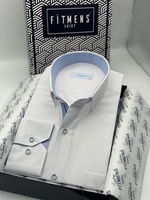 Klasik Uzun Kol Filafil Pitikareli Swift Hediye Kutulu Erkek Gömlek FS-001263 - Beyaz Mavi