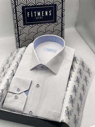 Klasik Uzun Kol Filafil Pitikareli Swift Hediye Kutulu Erkek Gömlek FS-001263 - Beyaz Mavi