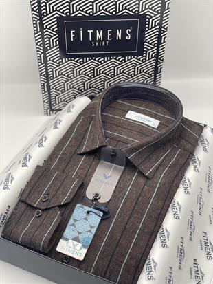 Klasik Uzun Kol Kışlık Ekoseli Oduncu Yaka Düğmeli Pamuklu Hediye Kutulu Erkek Gömlek FS-003137 - Açık Kahve