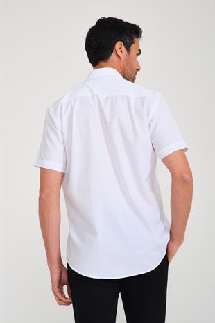 Klasik Kısa Kol Neon Nokta Armür Hediye Kutulu Erkek Gömlek FS-001216 - Beyaz