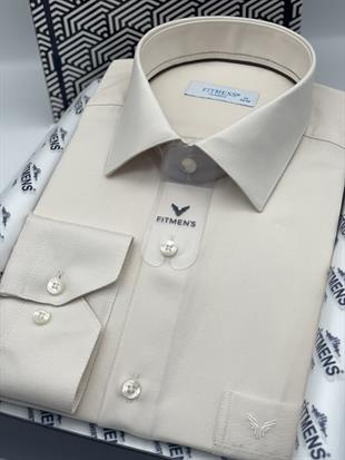 Klasik Uzun Kol Oxford Hediye Kutulu Kolay Ütülenebilir Erkek Gömlek FS-001254 - Krem