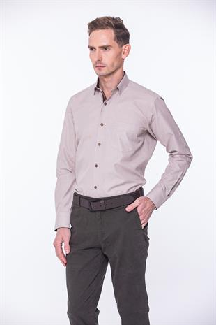 Klasik Uzun Kol Filafil Pitikareli Swift Hediye Kutulu Erkek Gömlek FS-001263 - Bej