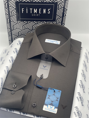 Klasik Uzun Kol Gold Saten Cepsiz Hediye Kutulu Erkek Gömlek FS-003308 - Kahverengi