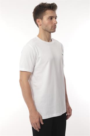 Slim Fit Kısa Kol Nakışlı %100 Pamuklu T-Shirt FS-003011 - Beyaz