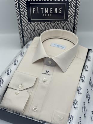 Klasik Uzun Kol Oxford Hediye Kutulu Kolay Ütülenebilir Erkek Gömlek FS-001254 - Krem