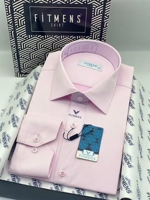 Klasik Uzun Kol Cepsiz Likralı Rahat Kumaş Erkek Gömlek FS-004517 - Pembe