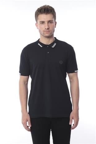 Pamuklu Kumaş Slim Fit Dar Kesim Kıvrılmaz Polo Yaka Tişört FS-003012 - Lacivert