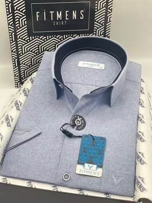Klasik Kısa Kol Keten Cotton Hediye Kutulu Erkek Gömlek FS-003624 - Lacivert