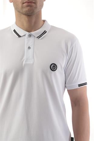 Pamuklu Kumaş Slim Fit Dar Kesim Kıvrılmaz Polo Yaka Tişört FS-003012 - Beyaz