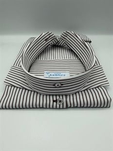 Slim Fit Uzun Kol Premium Çizgili Yaka Düğmeli Hediye Kutulu Erkek Gömlek FS-004440 - Kahverengi