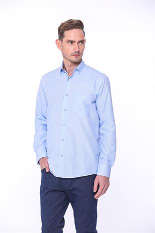 Klasik Uzun Kol Filafil Pitikareli Swift Hediye Kutulu Erkek Gömlek FS-001263 - Açık Mavi