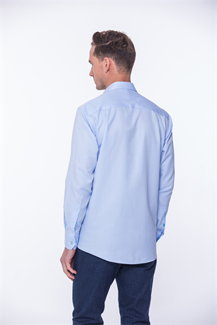 Klasik Uzun Kol Oxford Hediye Kutulu Kolay Ütülenebilir Erkek Gömlek FS-001254 - Açık Mavi