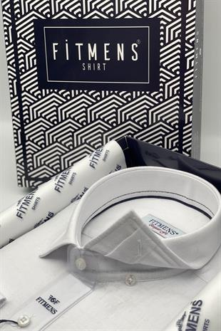 Regular Fit Uzun Kol Keten Cepsiz Hediye Kutulu Erkek Gömlek FS-001578 - Beyaz