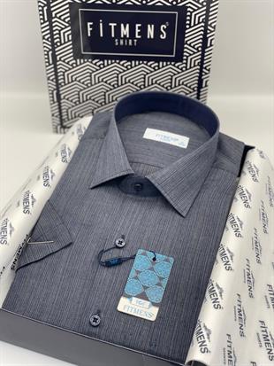 Klasik Kısa Kol Keten Hediye Kutulu Erkek Gömlek FS-003575 - Koyu Lacivert