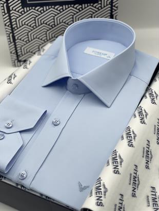 Klasik Uzun Kol Gold Saten Cepsiz Hediye Kutulu Erkek Gömlek FS-003308 - Açık Mavi