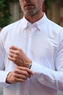 Slim Fit Uzun Kol Pamuklu Hediye Kutulu Kolay Ütülenebilir Erkek Gömlek FS-002225 - Beyaz