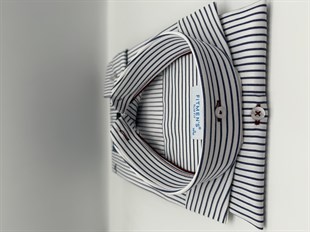 Slim Fit Uzun Kol Premium Çizgili Yaka Düğmeli Hediye Kutulu Erkek Gömlek FS-004440 - Lacivert