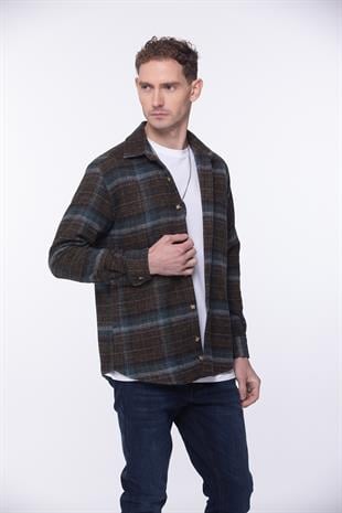 Oversize Yeni Sezon Gömlek Yaka Pamuklu Oduncu Hediye Kutulu Erkek Gömlek FS-002202 - Yeşil