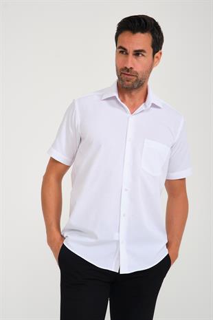 Klasik Kısa Kol Pitikare Armür Hediye Kutulu Erkek Gömlek FS-001201 - Beyaz