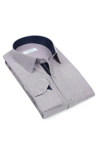 Klasik Uzun Kol Keten Cotton Hediye Kutulu Erkek Gömlek FS-001261 - Mor