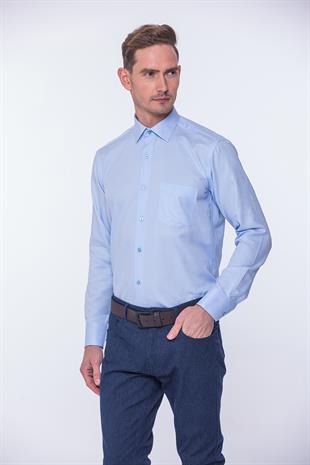 Klasik Uzun Kol Oxford Hediye Kutulu Kolay Ütülenebilir Erkek Gömlek FS-001254 - Açık Mavi