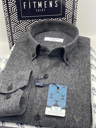 Klasik Uzun Kol Kışlık Oduncu Yaka Düğmeli Pamuklu Hediye Kutulu Erkek Gömlek Y.Filafil FS-003136 - Gri